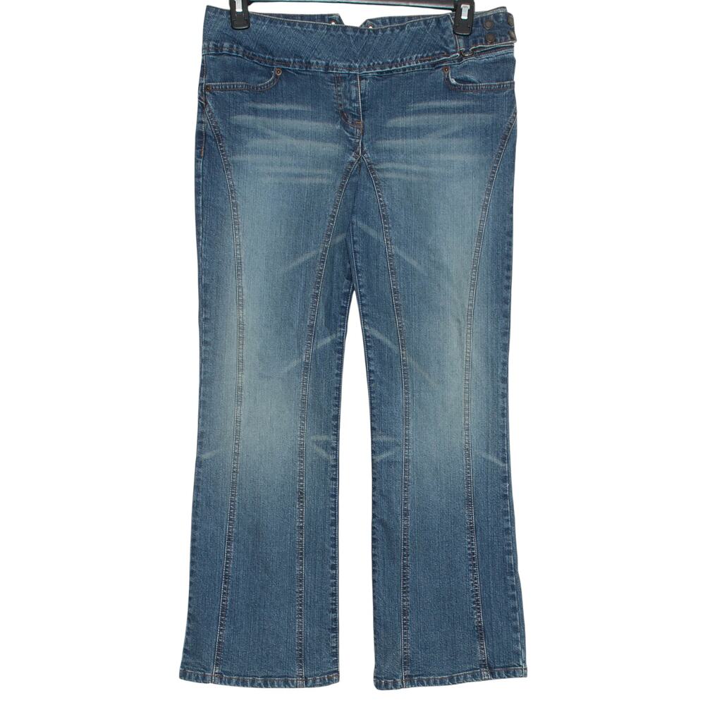 Moto Jeans Straight Y2K Retro Indie Sleaze Hipster Grunge Boho Casual Blue 32x30